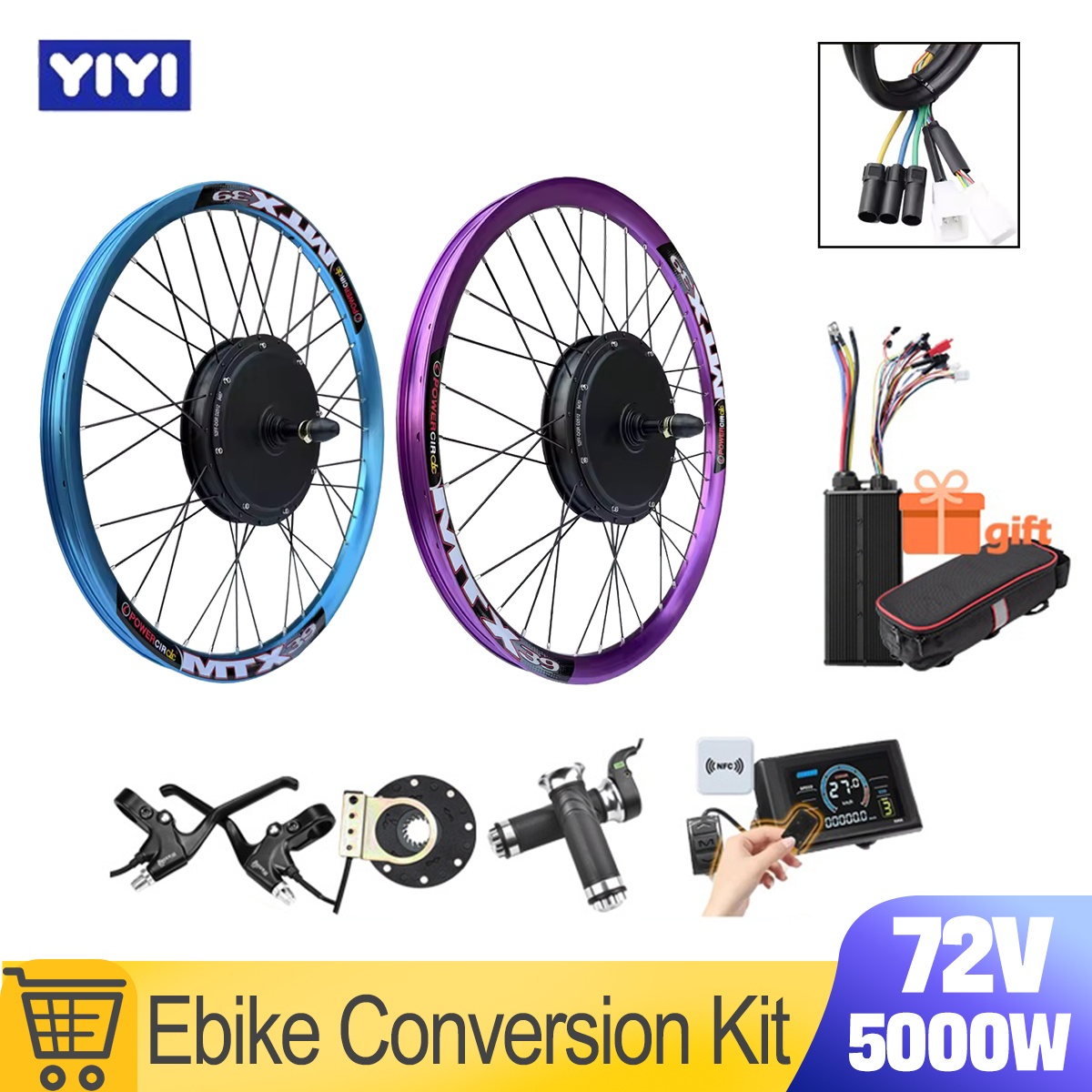 72V 5000W Hub Motor Kit - Nieuwe MTX39 72V 5000W E-bike conversiekit