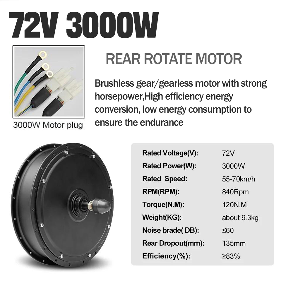 72V 3000W E-Bike conversiekit  - Ebike Conversion Kit 72V 3000W recensie en prijs